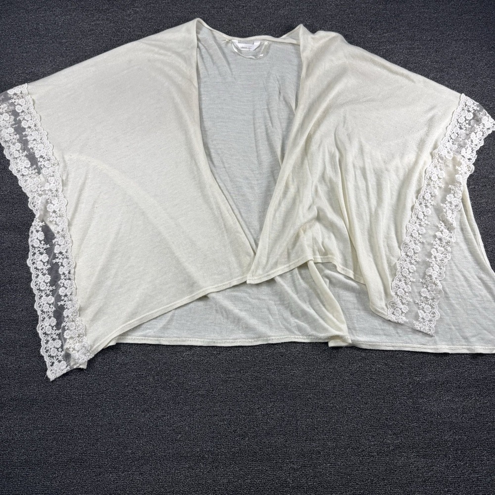Lauren Conrad Cardigan Wrap Top Women's One size Big Ivory Lace Sleeves